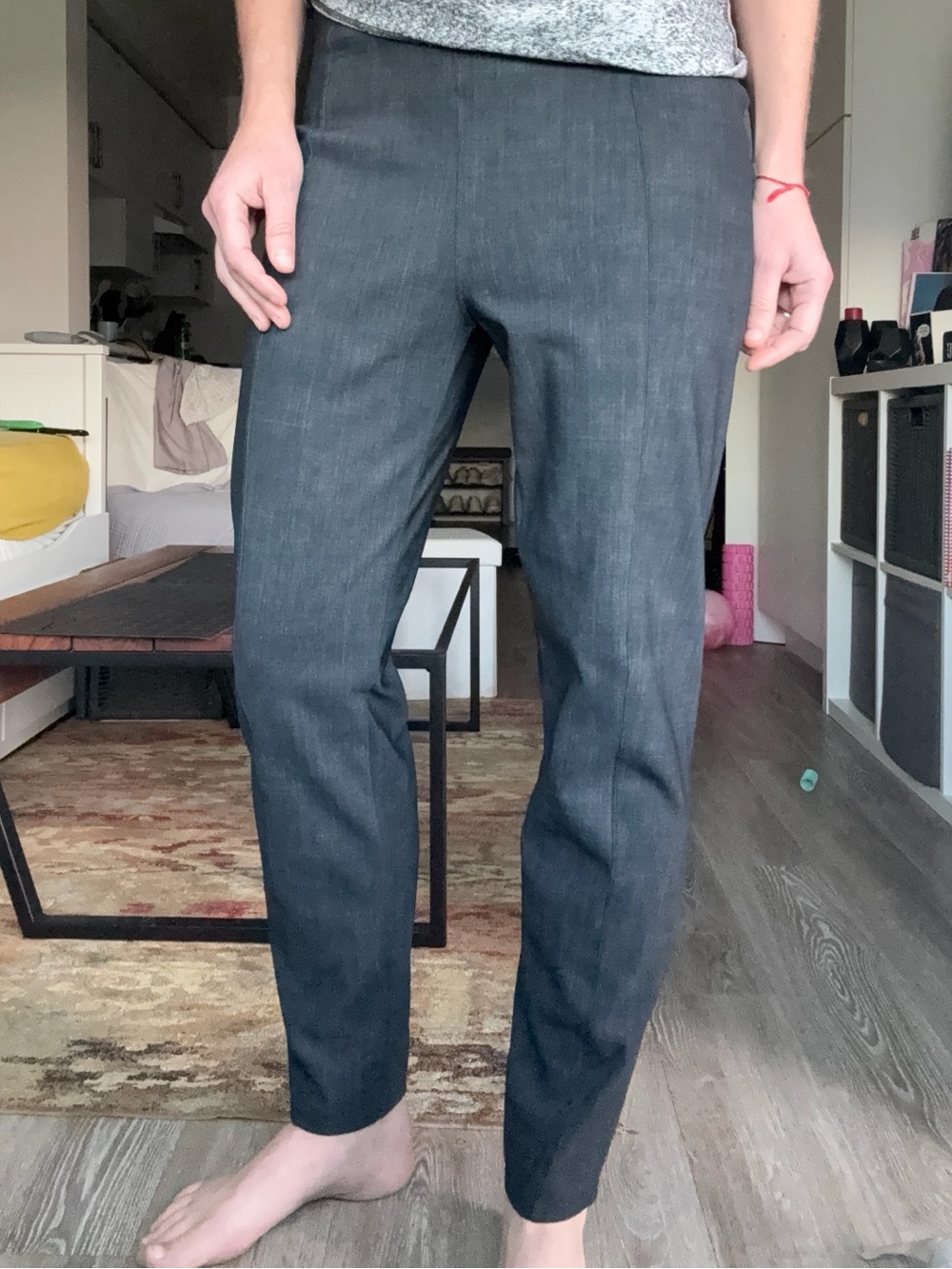 Lululemon Size 10 High Rise Pintuck Work Travel Trousers Charcoal
